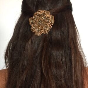 Colette Malouf Copper Brown Floral Clip